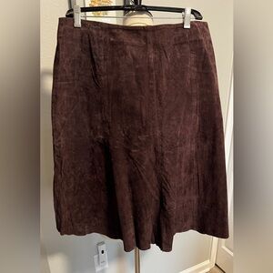 Daisy Fuentes Dark Brown Suede A-Line Skirt